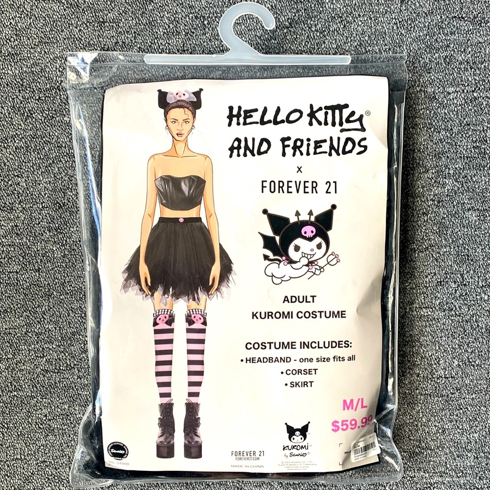 Hello Kitty & Friends Adult Kuromi Costume - Size Medium/Large - NWT